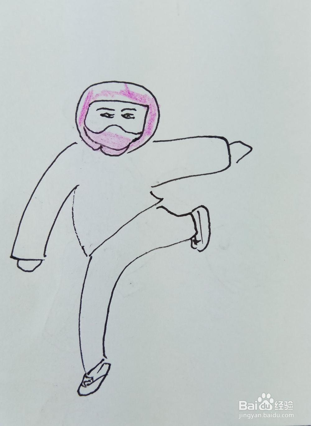 怎样画简笔画“带头盔的小孩”
