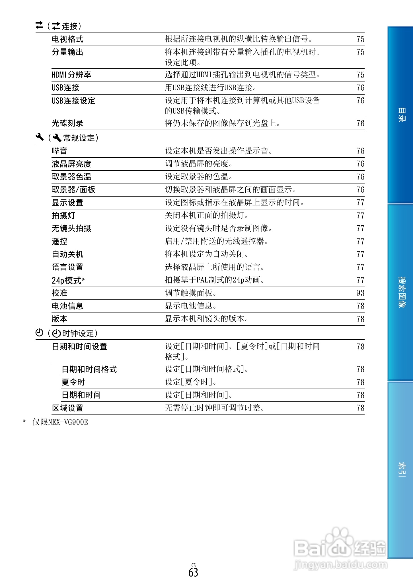 SONY索尼 NEX-VG900数码摄像机说明书:[7]