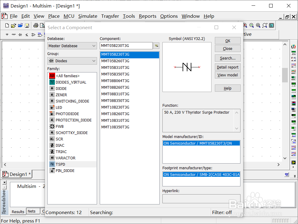 Multisim怎么放置晶闸管浪涌保护器件？