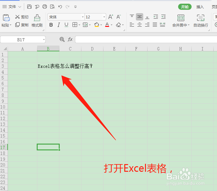 Excel表格中怎么调整行高
