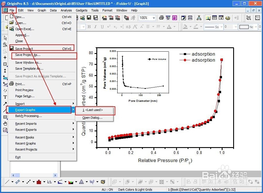 如何将氮气吸附脱附曲线及孔径分布图作于一张图