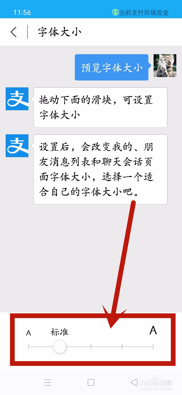 支付宝怎么调节字体大小