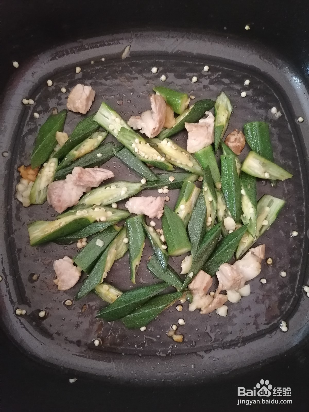 猪瘦肉快炒黄秋葵