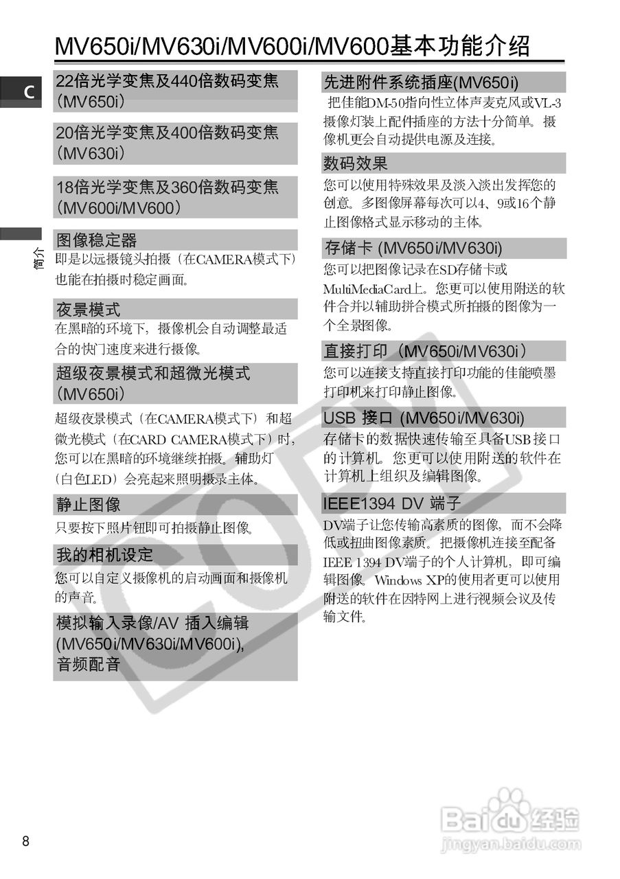 佳能MV650i数码摄像机使用说明书:[1]