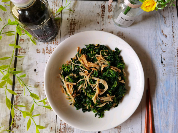 凉拌菠菜金针菇