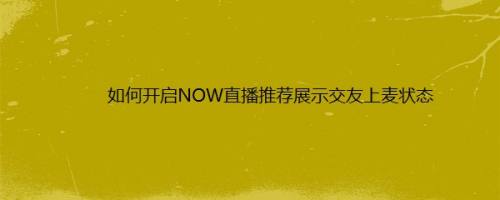 如何开启NOW直播推荐展示交友上麦状态