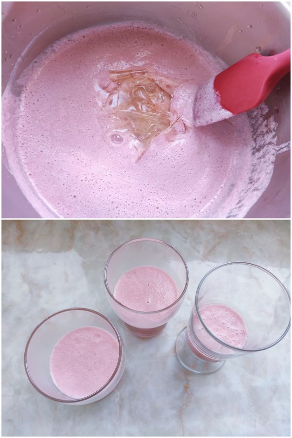 三色草莓果冻布丁