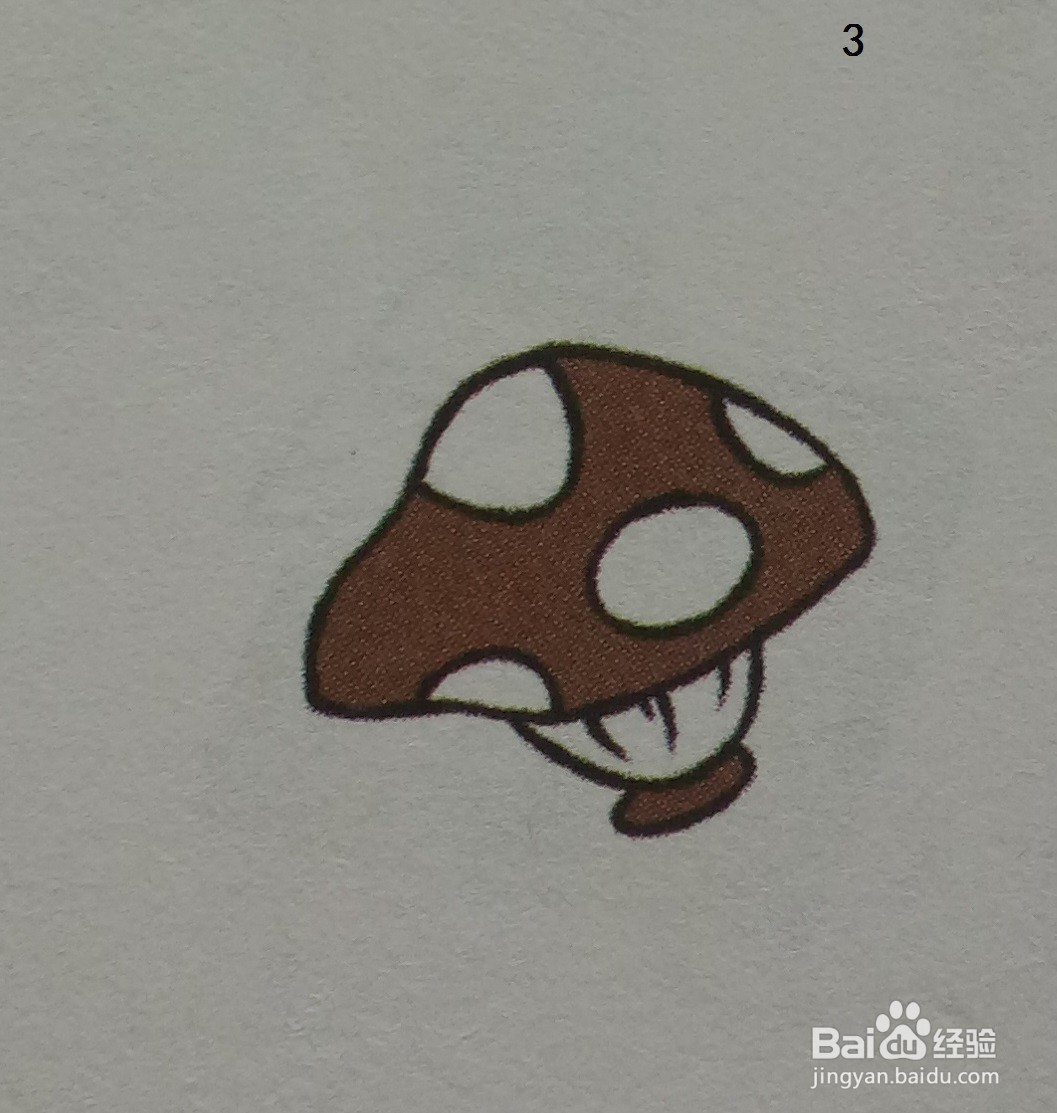 利用浅棕色画花蘑菇的简笔画