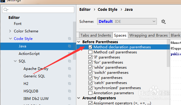 IntelliJ IDEA怎么关闭java代码方法声明括号