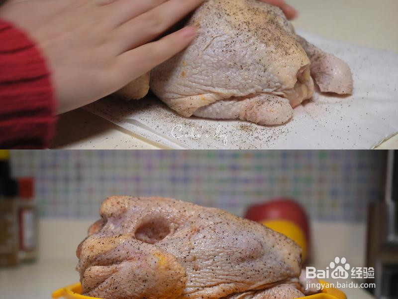 会爆汁的圣诞果蔬烤鸡的做法