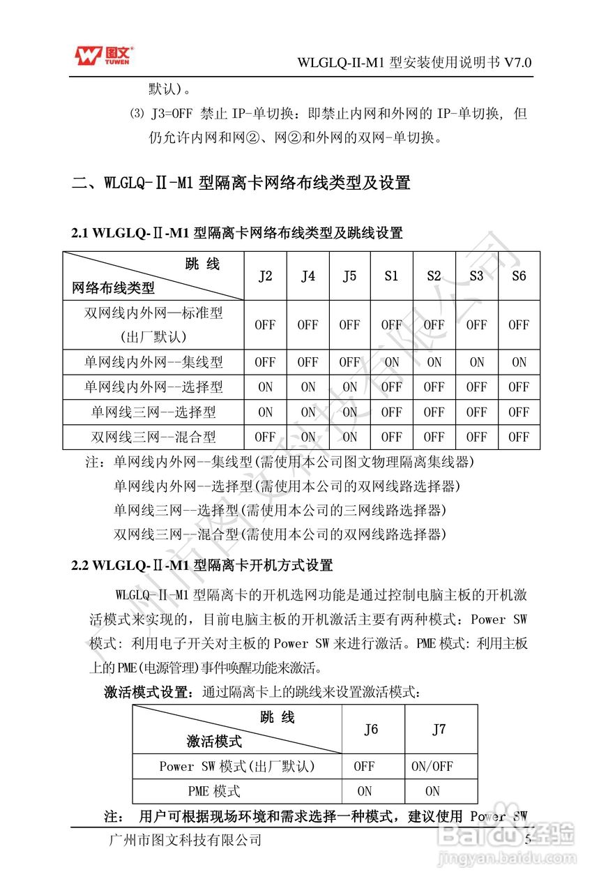 图文隔离卡WLGLQ-II-M1型说明书:[1]