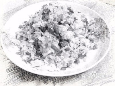 蛋炒饭的制作。