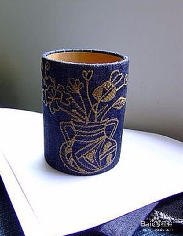牛仔布DIY漂亮的手工笔筒创意制作教程
