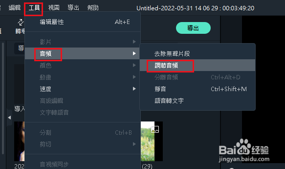 Filmora11如何打开调整音频面板