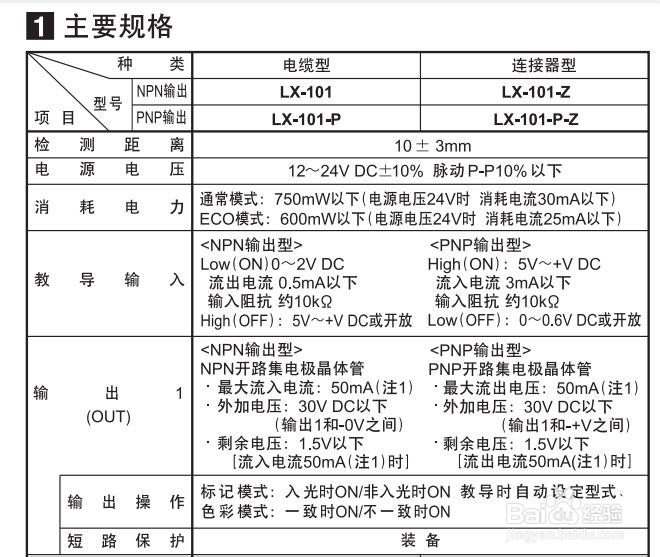 松下数字式色标传感器LX-100系列使用手册1