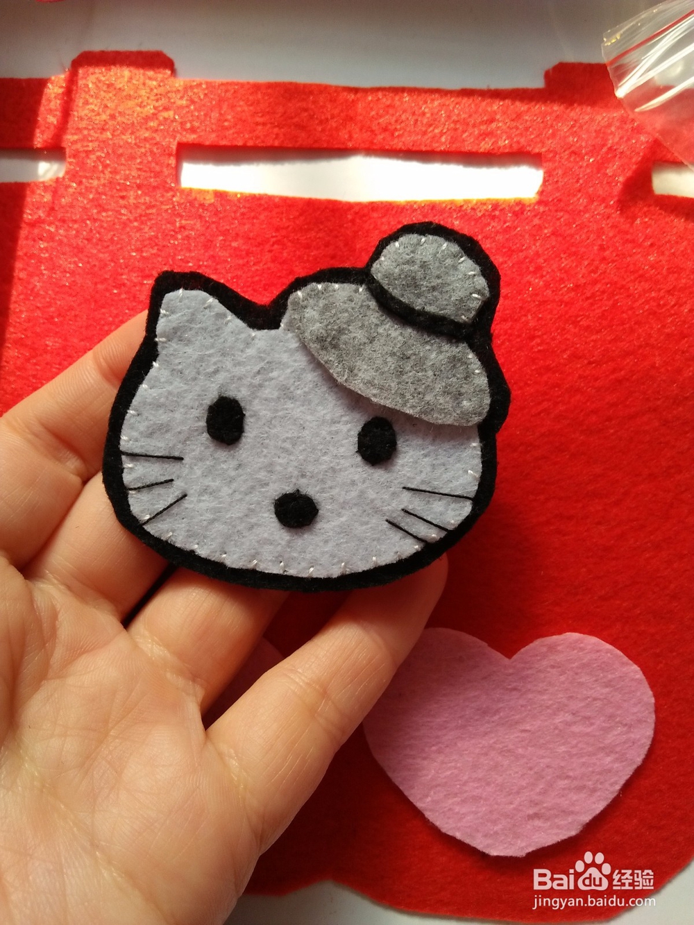 不织布带有红双喜的hello kitty怎么做