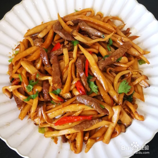 杏鲍菇炒肉丝的做法