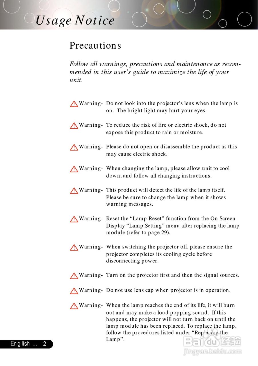 奥图玛投影机EP739H型说明书:[1]