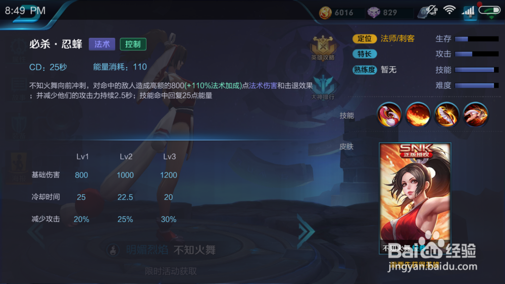 王者荣耀法师刺客不知火舞