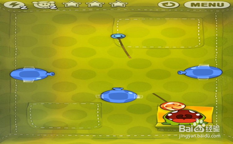 手机游戏割绳子level2-1、level2-2三星攻略