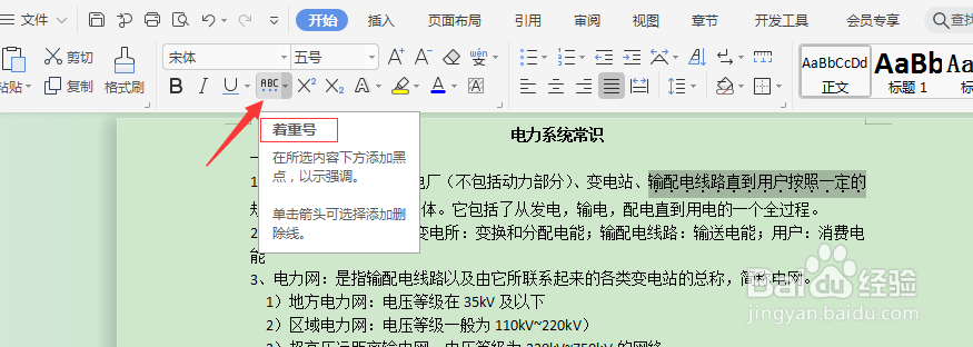 Word文字如何着重号