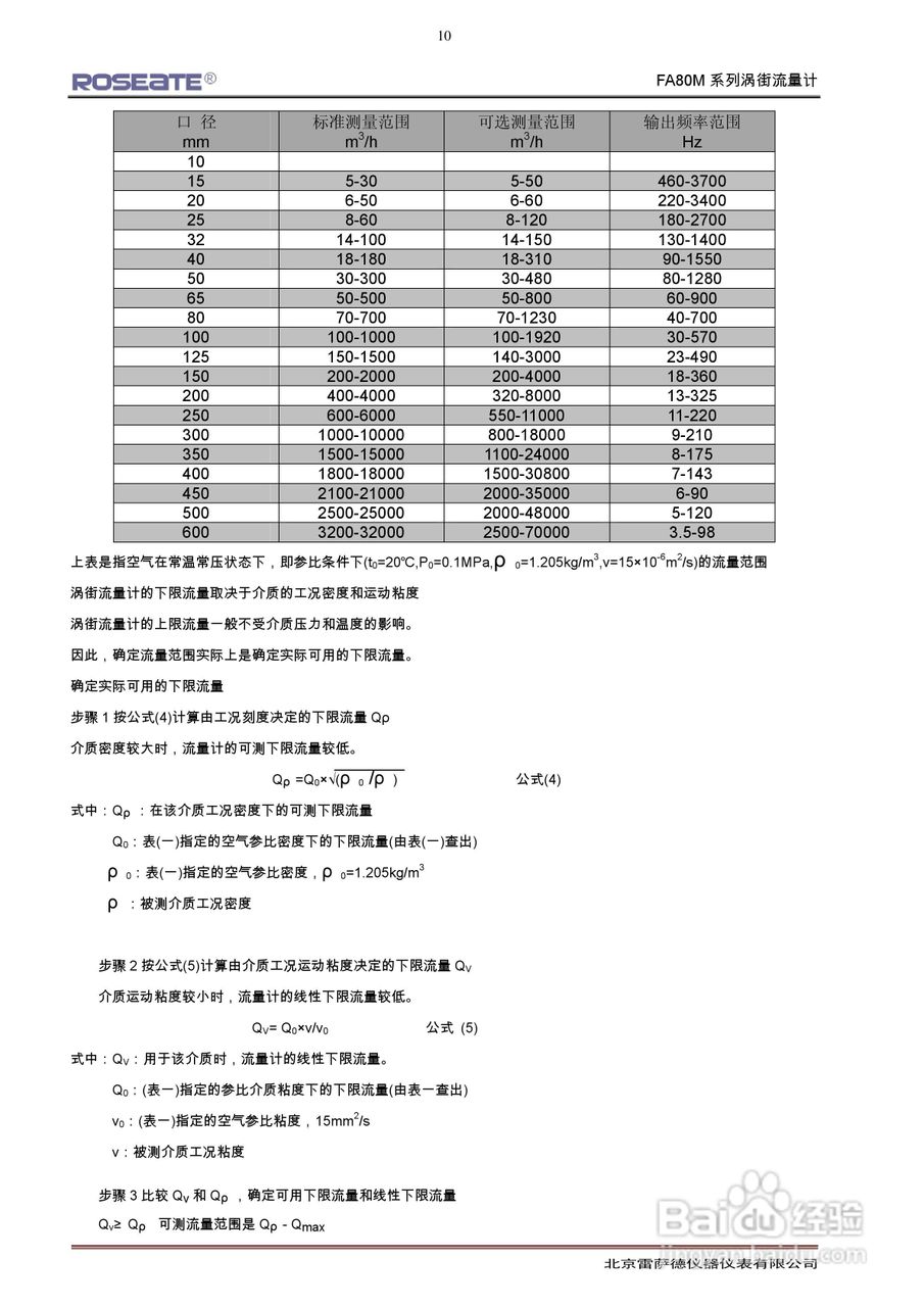 ROSEATE FA80M系列涡街流量计说明书:[1]