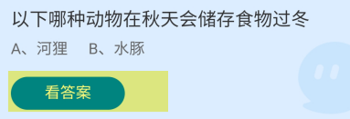 哪种动物在秋天会储存食物过冬？蚂蚁庄园答案