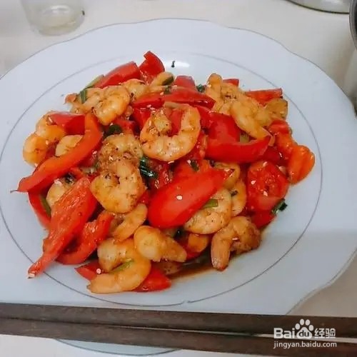红彩椒炒虾仁