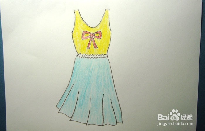 彩铅如何画背心连衣裙