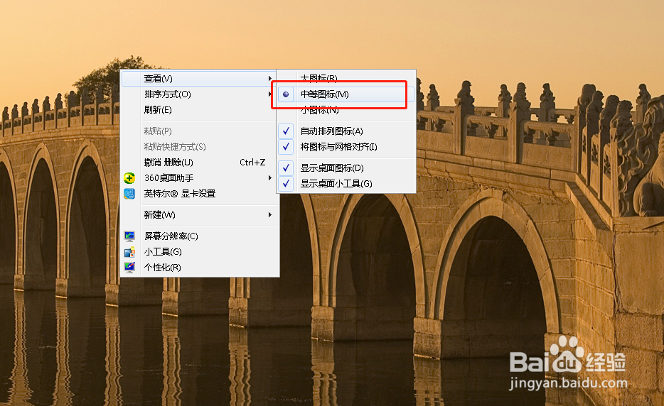 如何调整电脑桌面图标的大小？