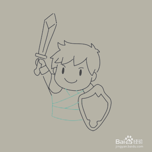 如何手工画卡通勇士简笔画？