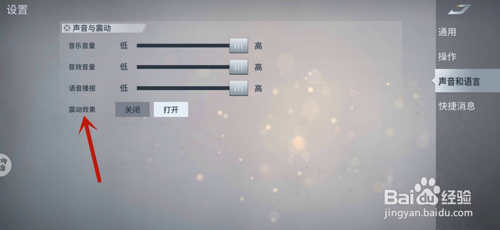 未来风暴手游怎么设置震动效果