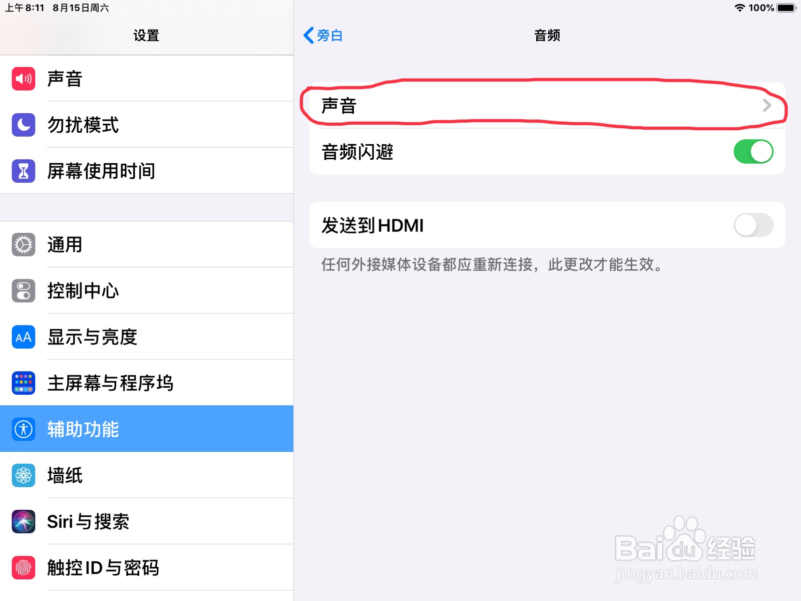 iPad怎么在旁白设置项目已重新排序的预览