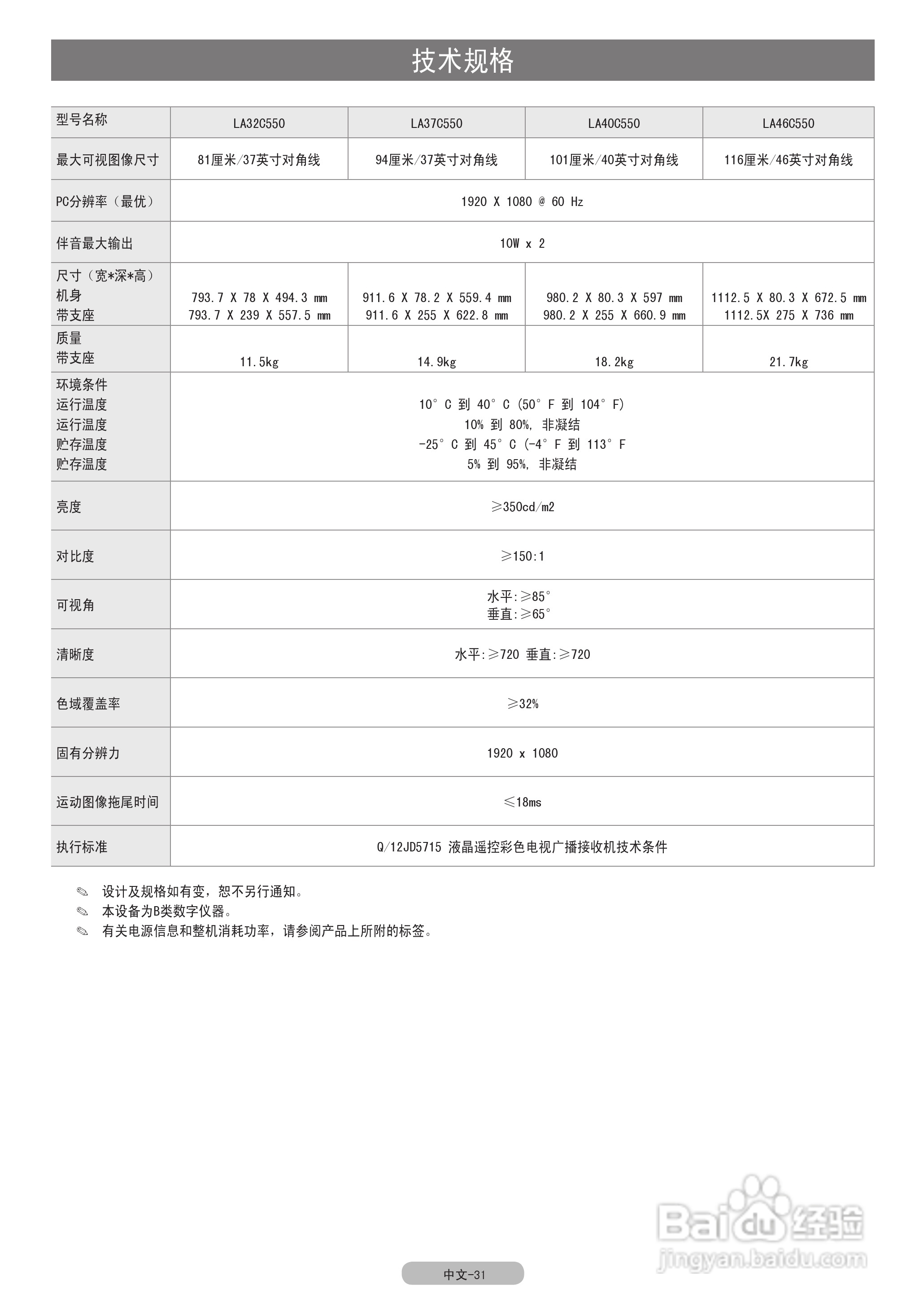 三星LA46C550J1F液晶彩电使用说明书:[4]