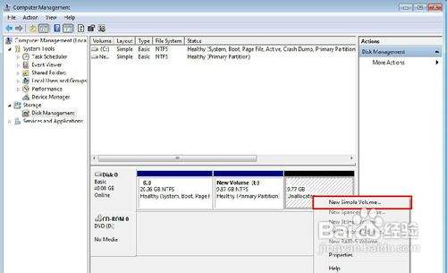 win7系统(英文)分区详细步骤(最好附实图)