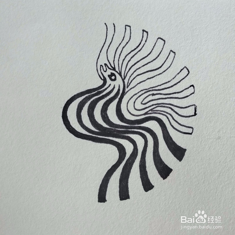 如何用线条画出一只小鸟平面构成创意画？