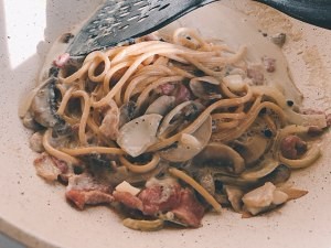 减脂版奶油培根蘑菇意面 厨房小白一人食午餐