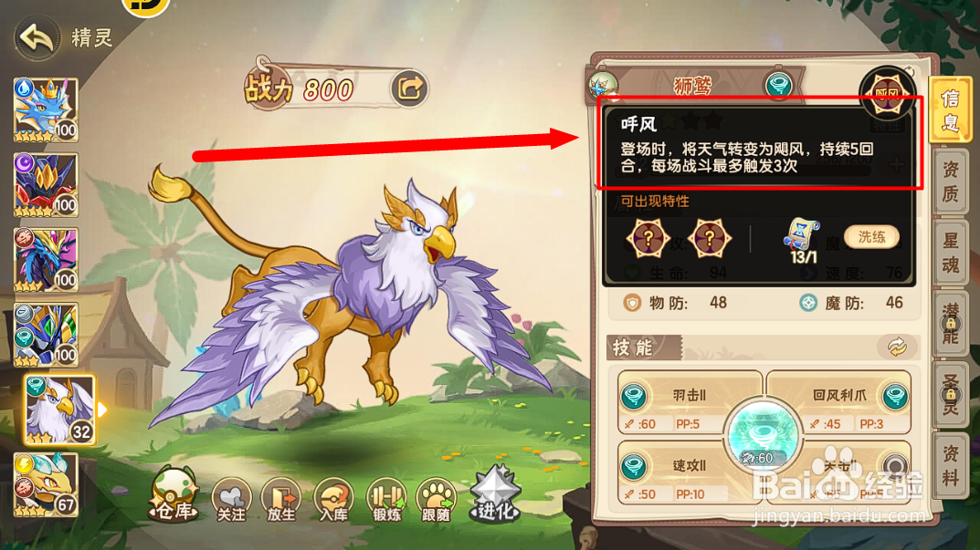 西普大陆狮鹫的【呼风】特性有什么效果？