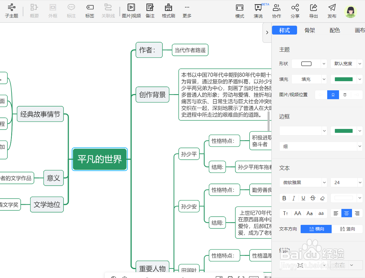 TreeMind树图怎么制作《平凡的世界》思维导图