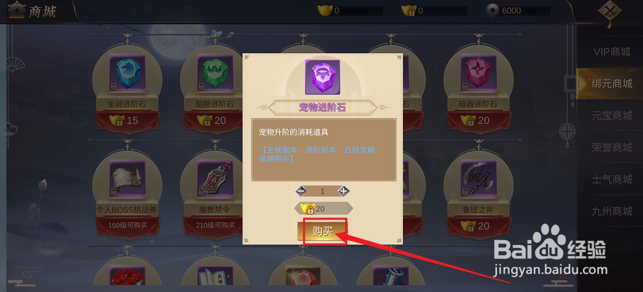 镇魂记的【宠物进阶石】怎么购买