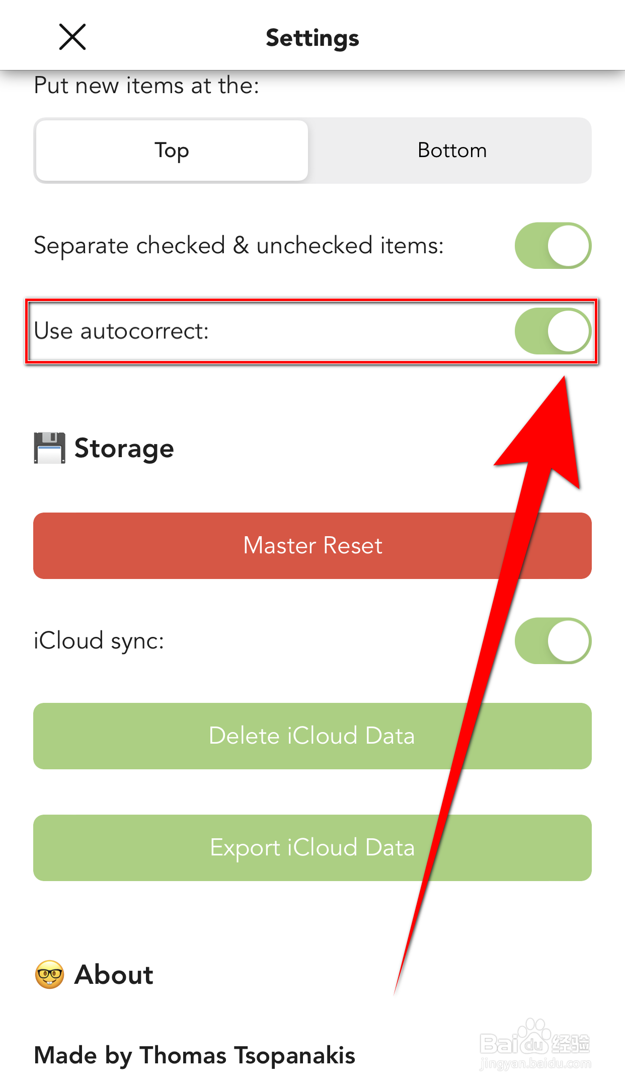 怎样关停Lists To do Use autocorrect