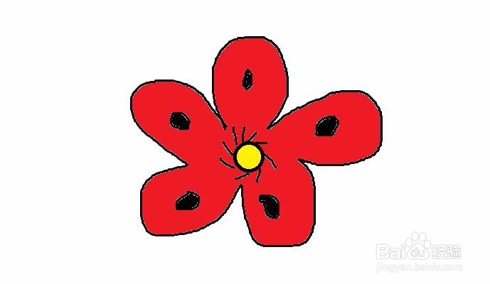 五瓣花朵如何手绘