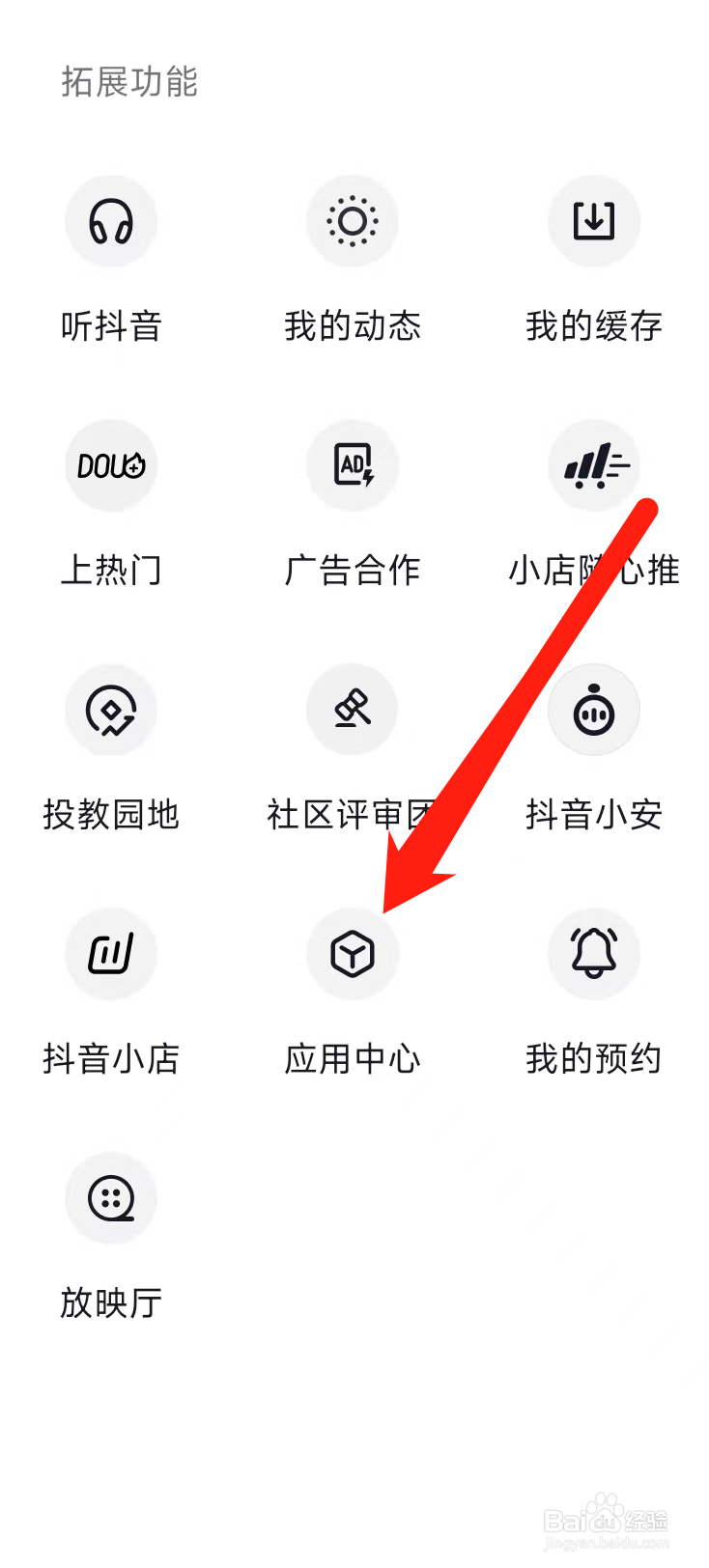 抖音进入应用中心
