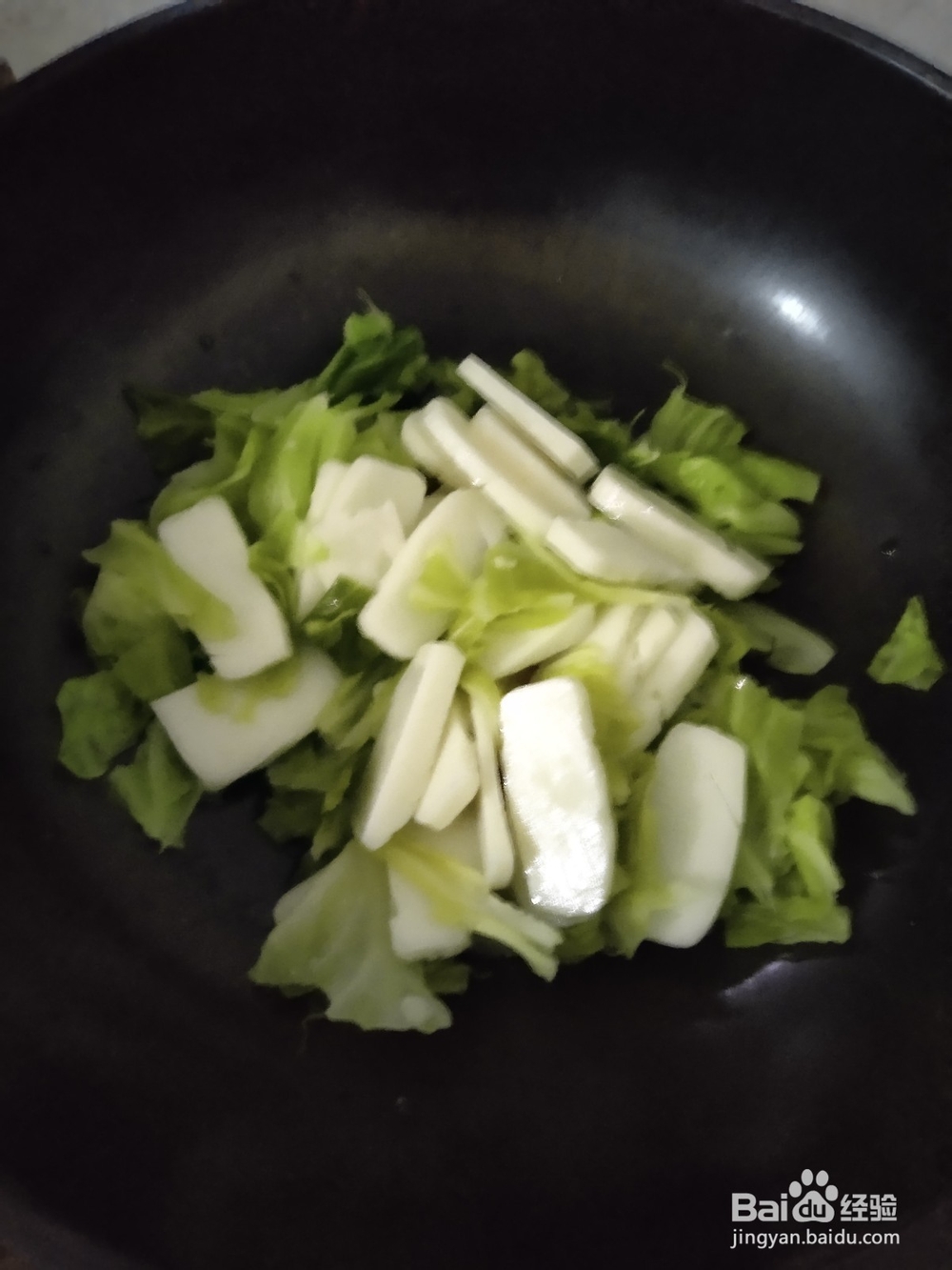 无油手撕包心菜炒年糕