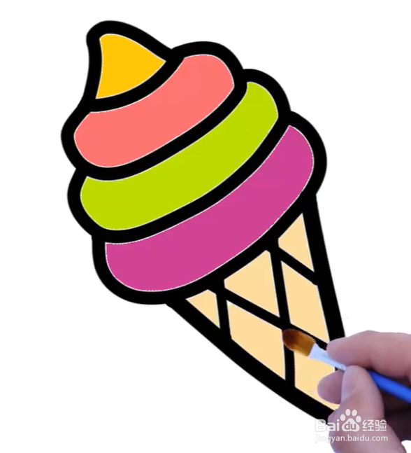 冰淇淋甜筒的简笔画画法