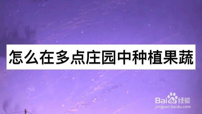 怎么在多点庄园中的种植果蔬
