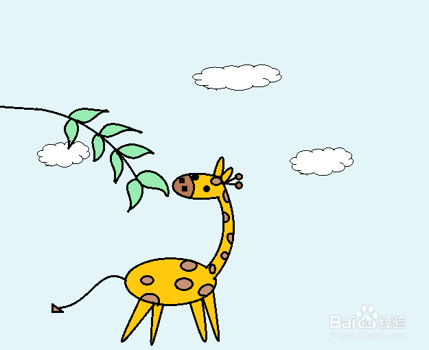 长颈鹿吃叶子简笔画图片