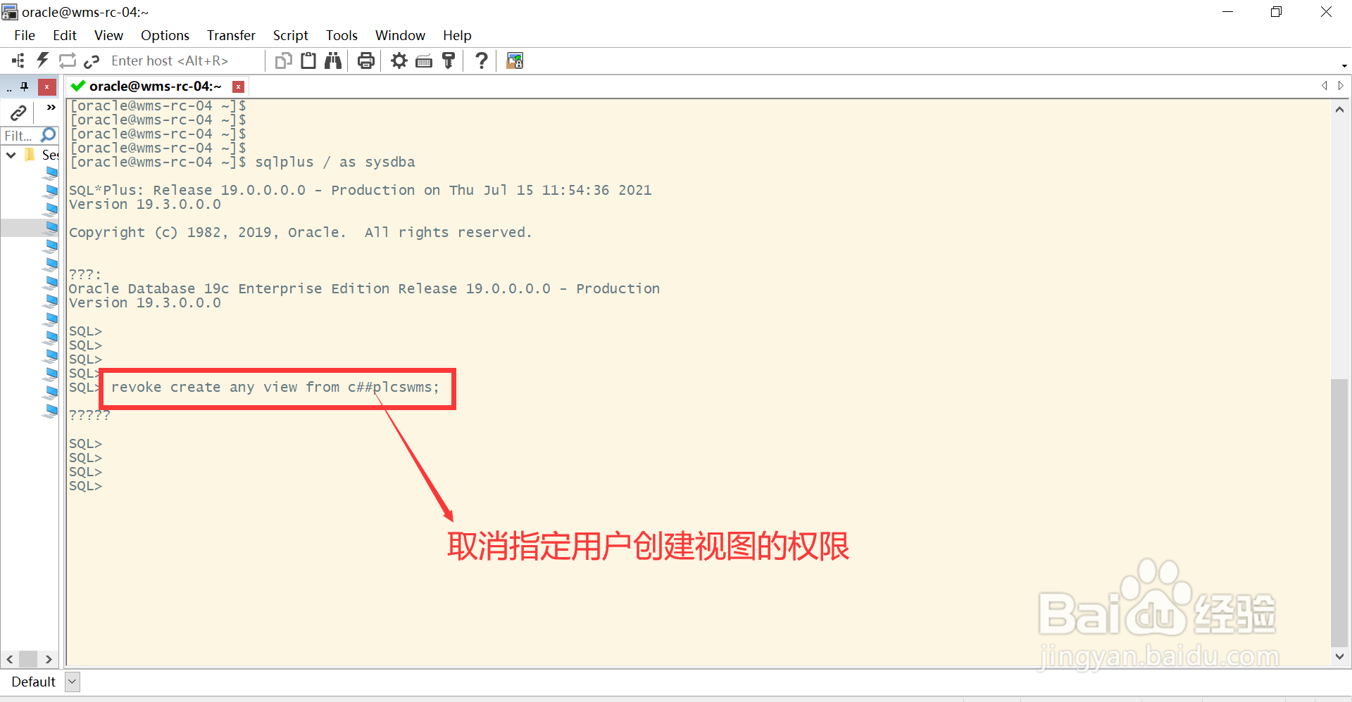 在Oracle数据库中如何删除账号创建视图的权限