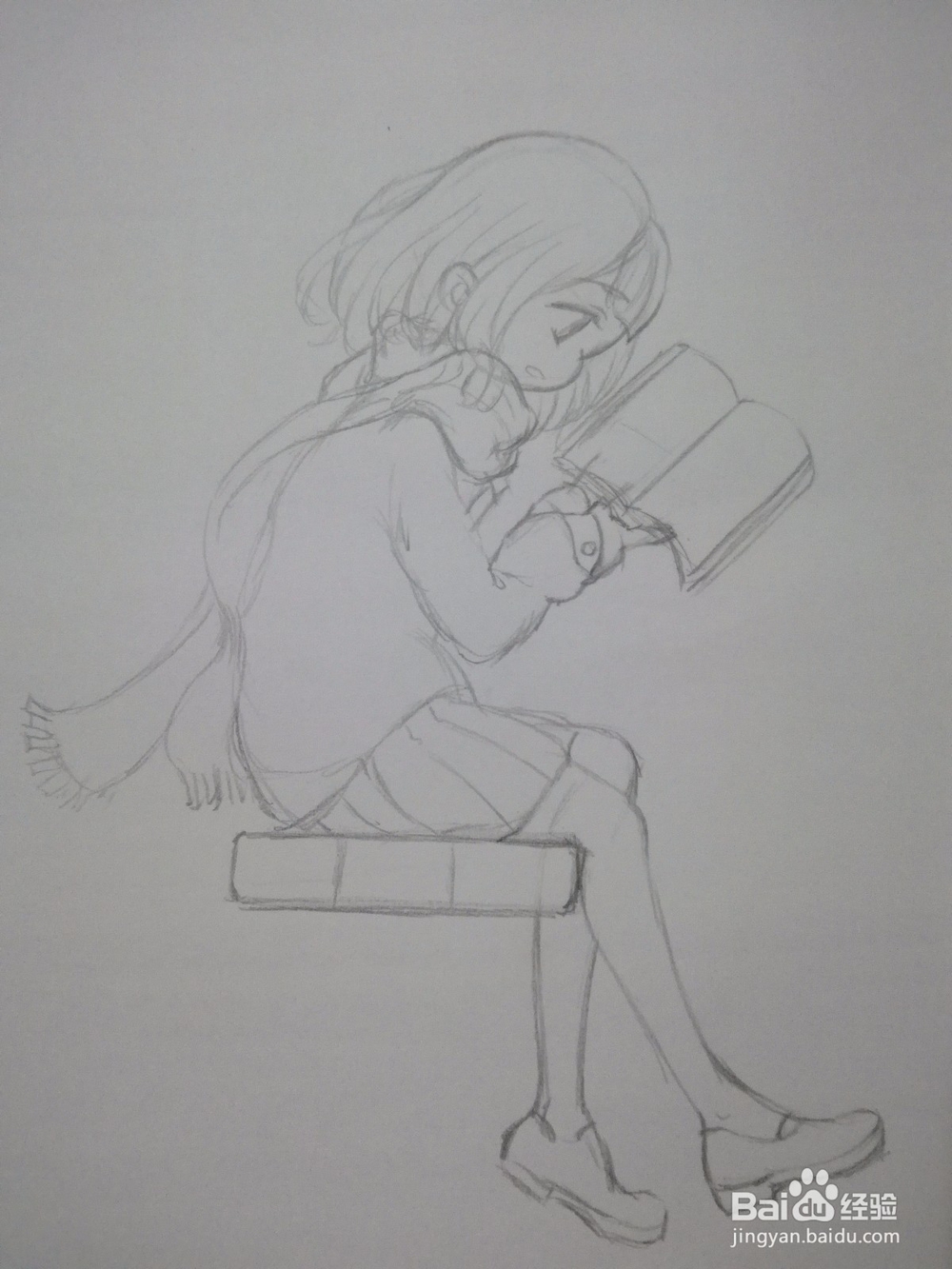 冬日坐在椅子上看书的动漫人物怎么画