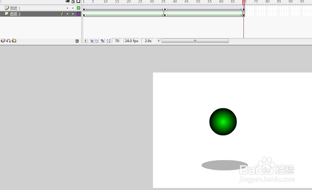 flash制作渐变小球阴影跟随弹跳效果